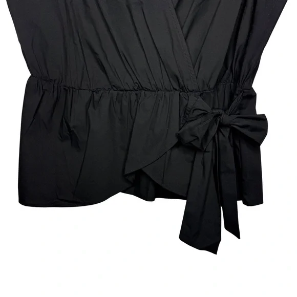New Express Black V-Neck Wrap Flutter Sleeve Classy Preppy Minimalist Top Size L - Picture 5 of 8